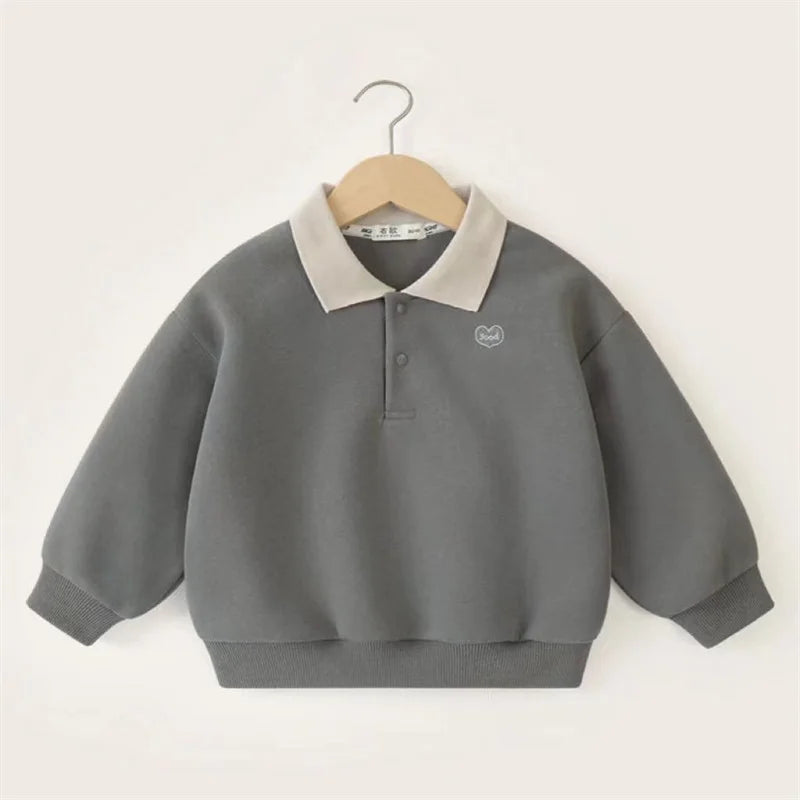 Boys Sweater Kids Polo Collar Pullover Spring Autumn New Children's Teens Long-Sleeved Letter Coat Baby Casual Jumper 2-8 Years