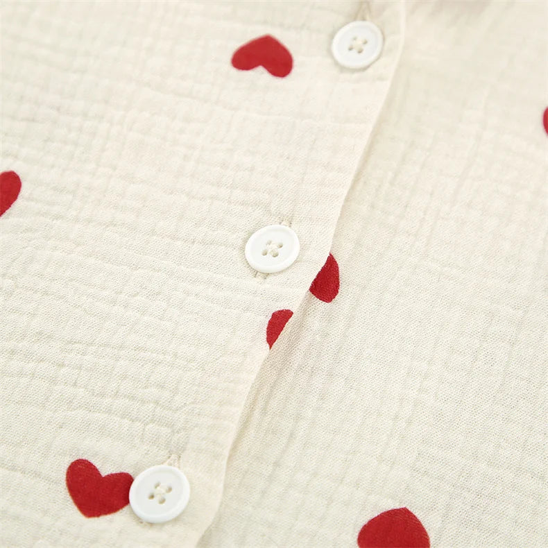 New Love Heart Print Pajama Set