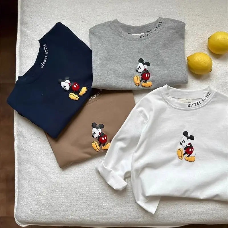 Children Long Sleeve Spring Autumn Kid Thin Casual T-shirt Top Mickey Mouse Cartoon Printed Baby Cotton Pullover Toddler Clothes