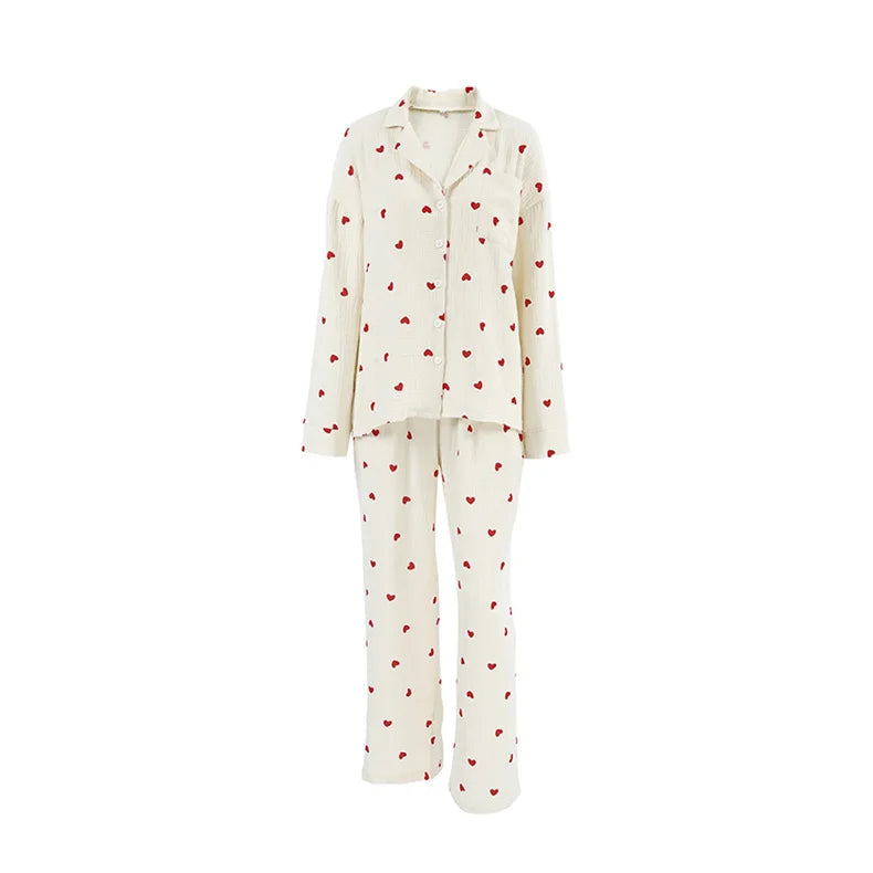 New Love Heart Print Pajama Set