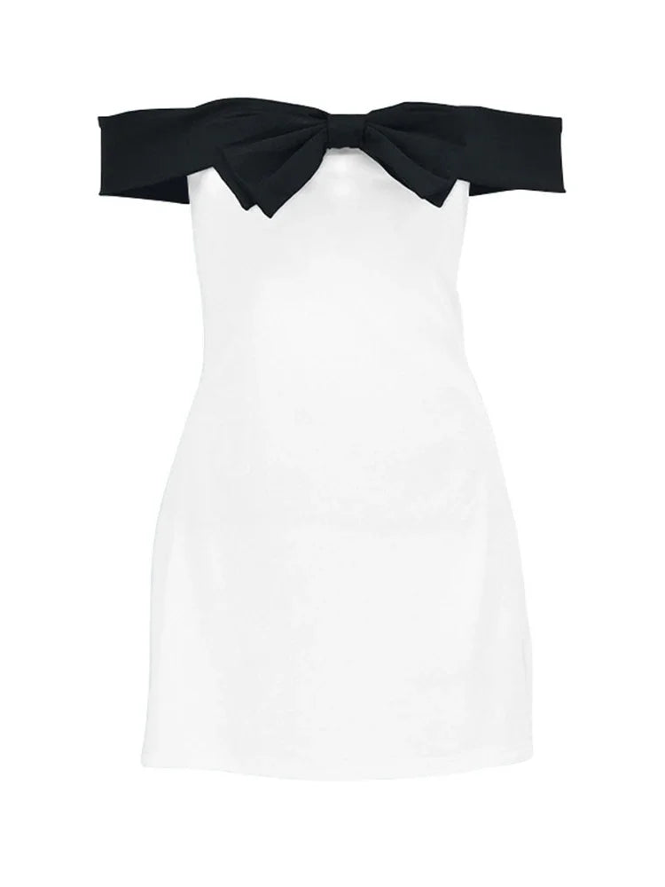 Off Shoulder Bow Mini Dress