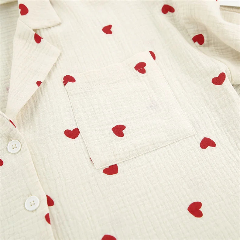 New Love Heart Print Pajama Set