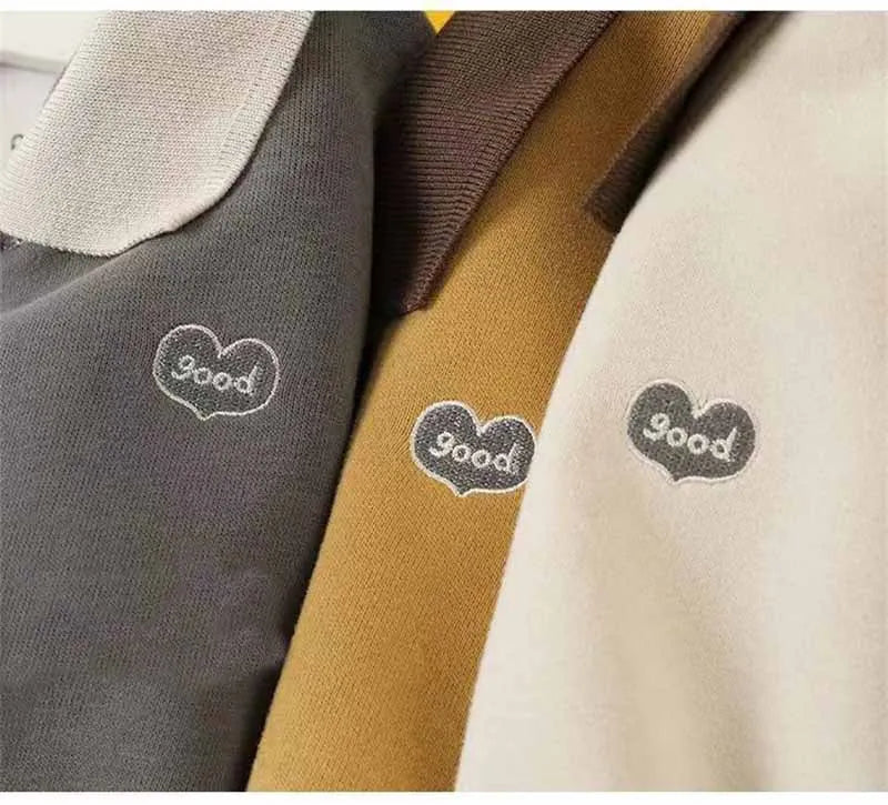 Boys Sweater Kids Polo Collar Pullover Spring Autumn New Children's Teens Long-Sleeved Letter Coat Baby Casual Jumper 2-8 Years