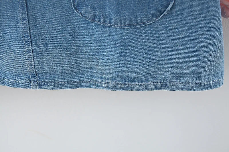 Long-sleeved Bow Denim Dress