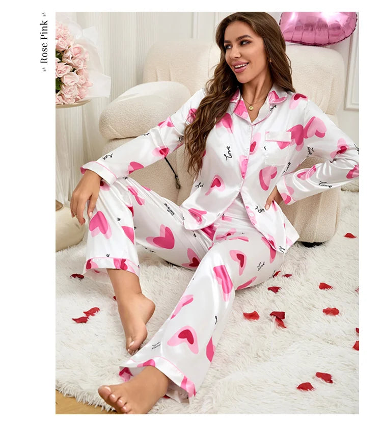 V-Day Love Silky Pajama Set