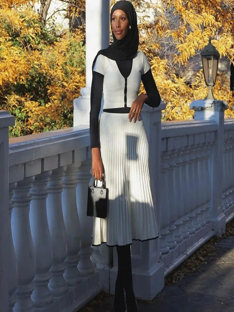 Summer White Long Skirt Set