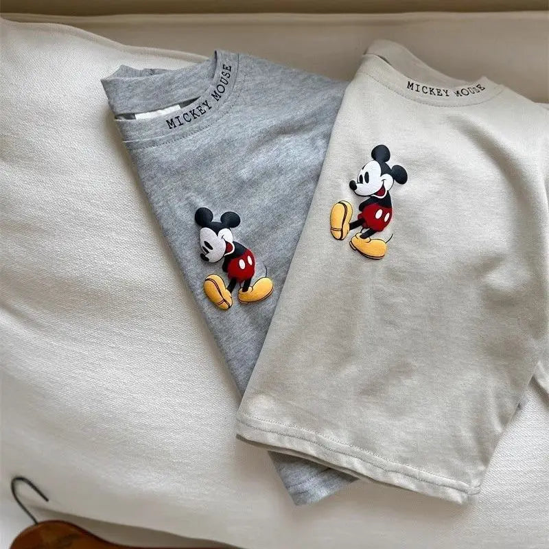 Children Long Sleeve Spring Autumn Kid Thin Casual T-shirt Top Mickey Mouse Cartoon Printed Baby Cotton Pullover Toddler Clothes