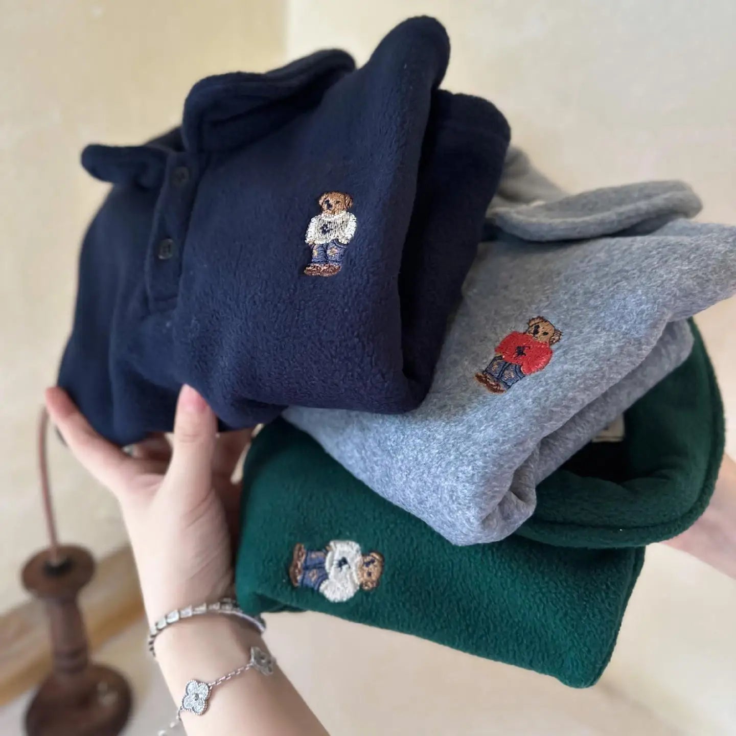 Bear Fleece Polo Shirt