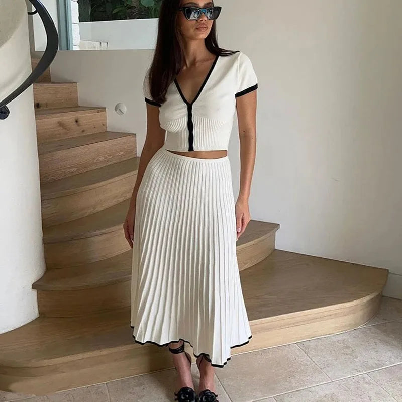 Summer White Long Skirt Set