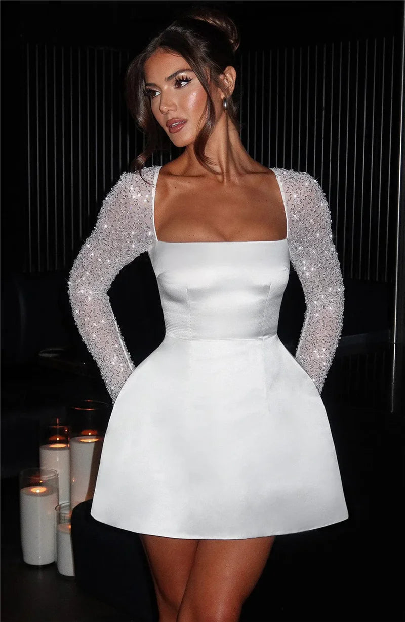 Glitter Long Sleeve Mini Dress