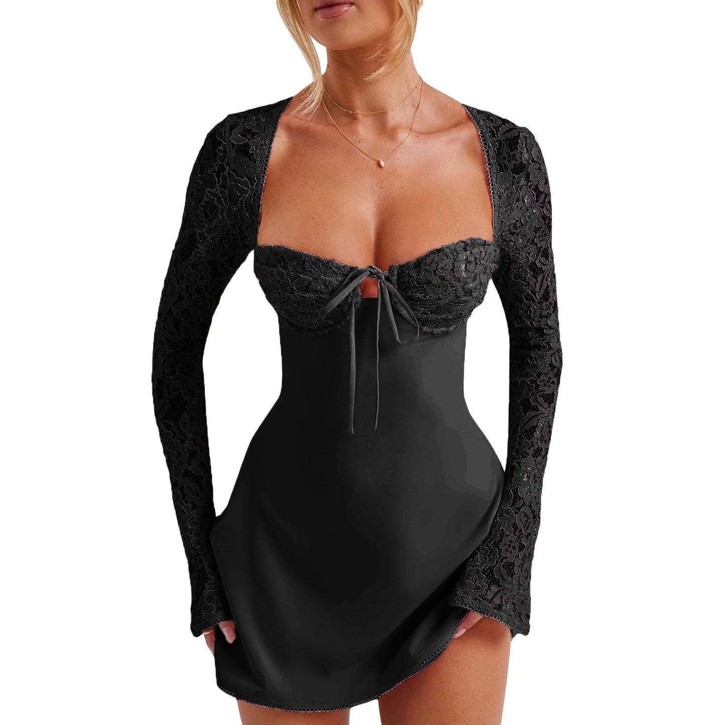 Laced LS Mini Dress