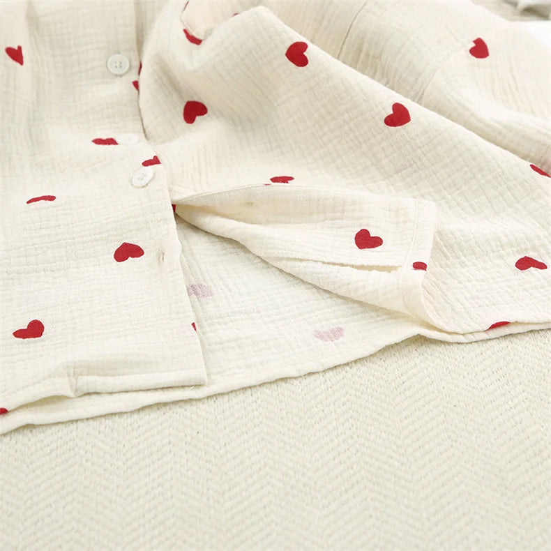 New Love Heart Print Pajama Set