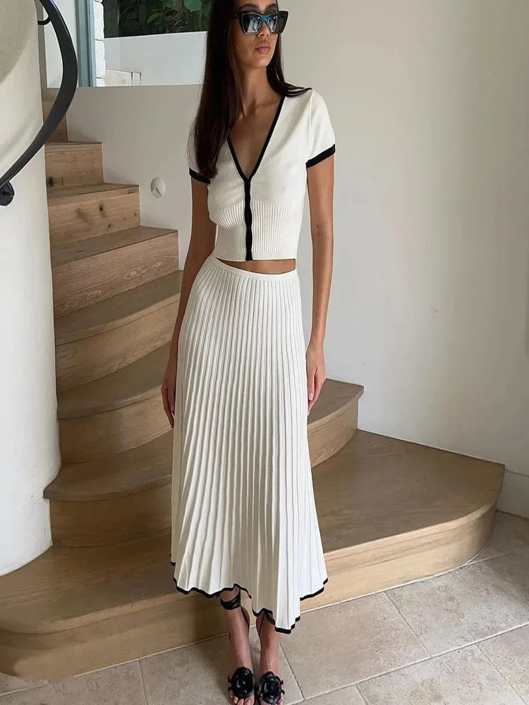 Summer White Long Skirt Set