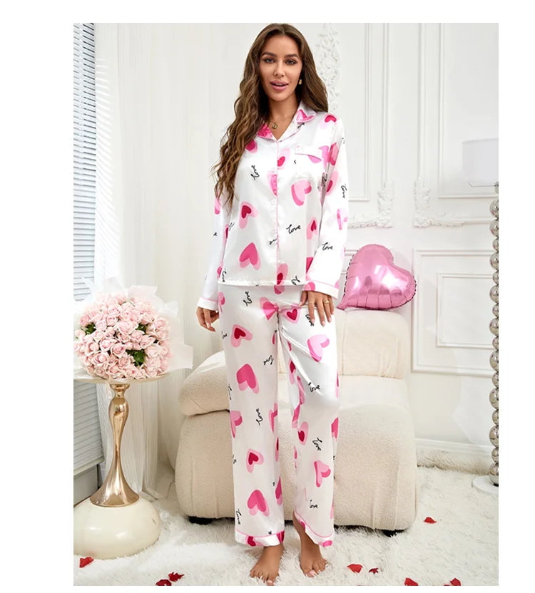 V-Day Love Silky Pajama Set