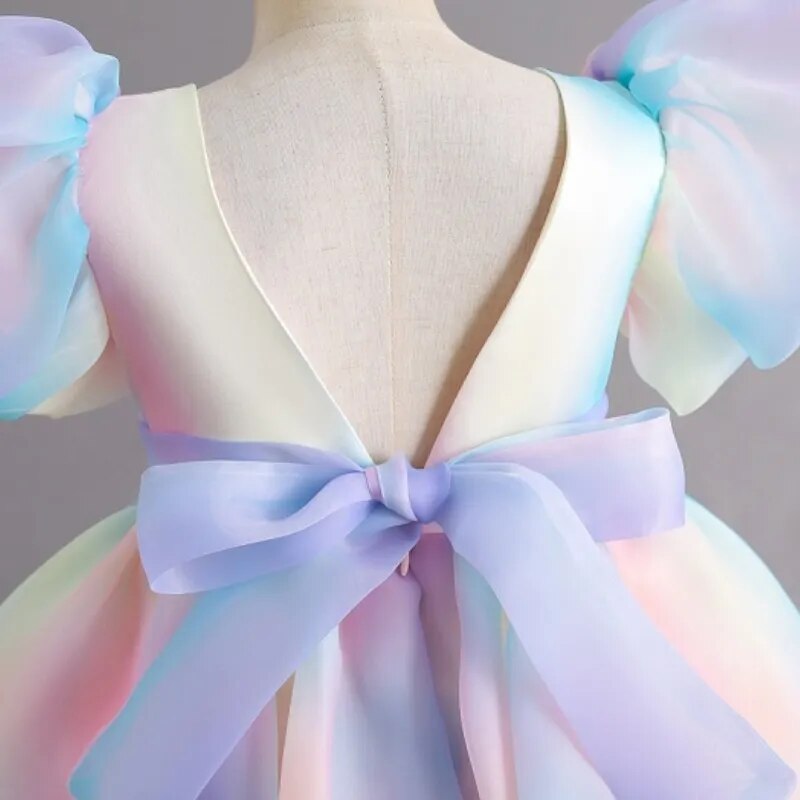 Rainbow Puff Sleeve Dress