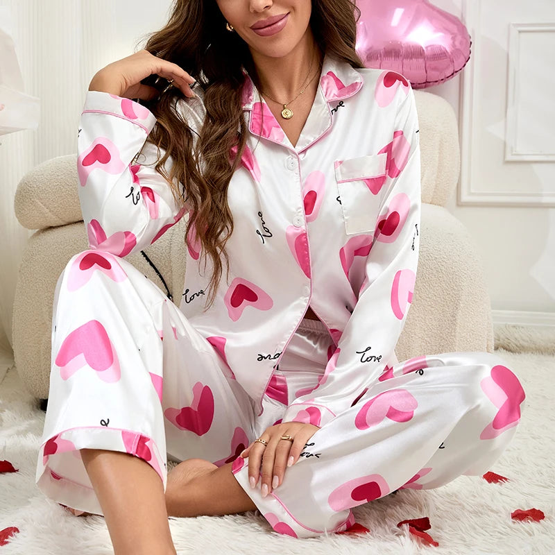 V-Day Love Silky Pajama Set