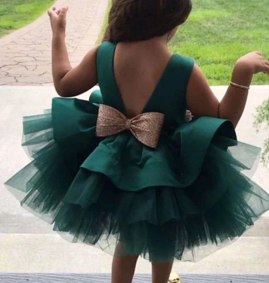 Ball Gown Princess Glitter Bow Dress