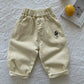 2025 Spring Girls Boys Casual Embroidery Bear Cotton Pants Kids Children Soft Trousers Three Colors