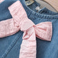 Long-sleeved Bow Denim Dress