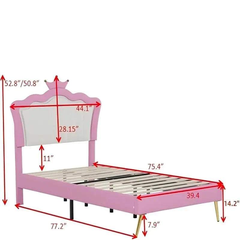 Princess Bed Twin Upholstered Bed with LED