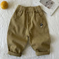 2025 Spring Girls Boys Casual Embroidery Bear Cotton Pants Kids Children Soft Trousers Three Colors