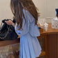 Blue Cropped Striped Set