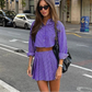 Blue Cropped Striped Set
