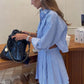 Blue Cropped Striped Set