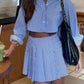 Blue Cropped Striped Set