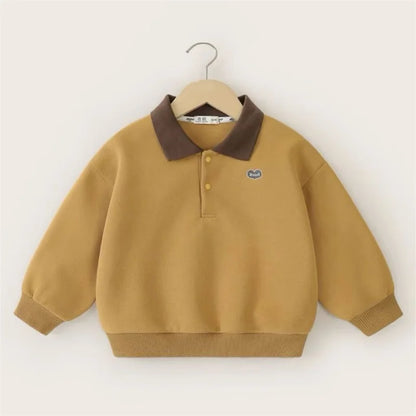 Boys Sweater Kids Polo Collar Pullover Spring Autumn New Children's Teens Long-Sleeved Letter Coat Baby Casual Jumper 2-8 Years