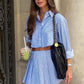 Blue Cropped Striped Set