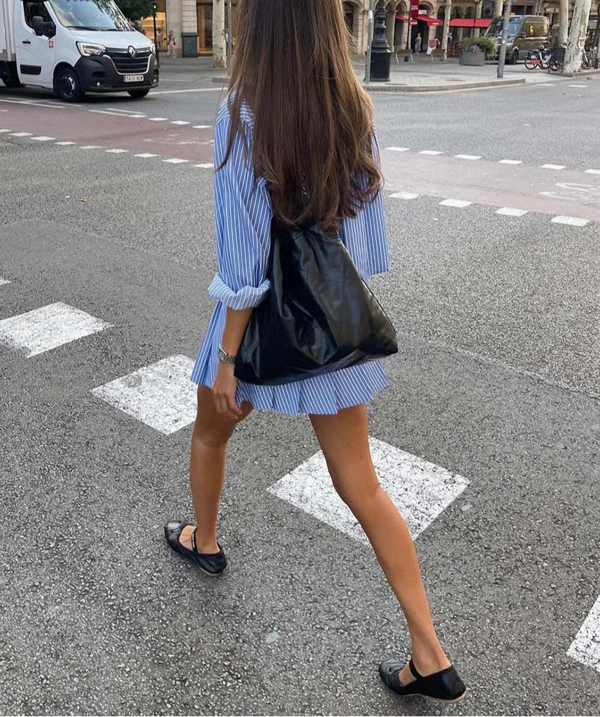 Blue Cropped Striped Set