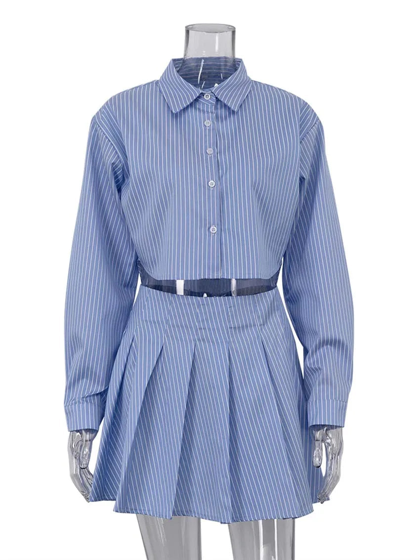 Blue Cropped Striped Set