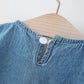 Long-sleeved Bow Denim Dress