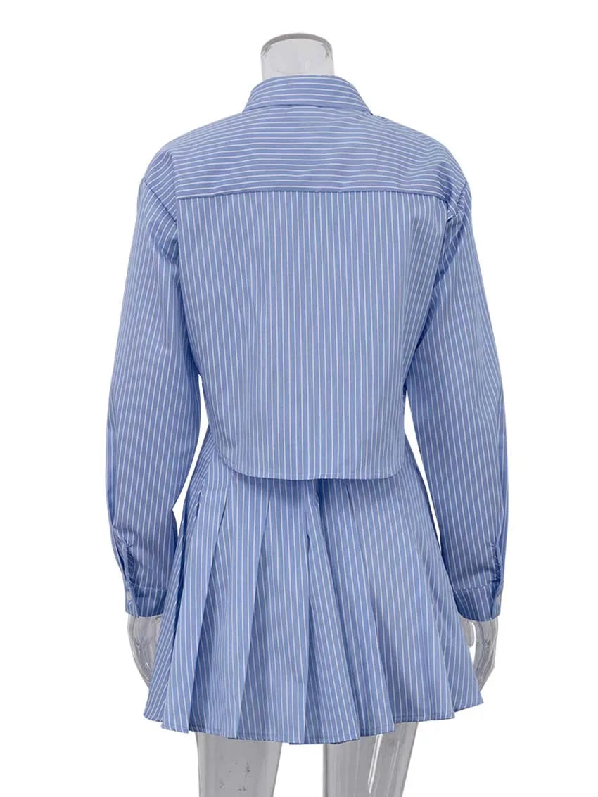 Blue Cropped Striped Set