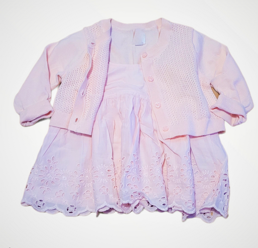 Laced Dress and Cardigan Set