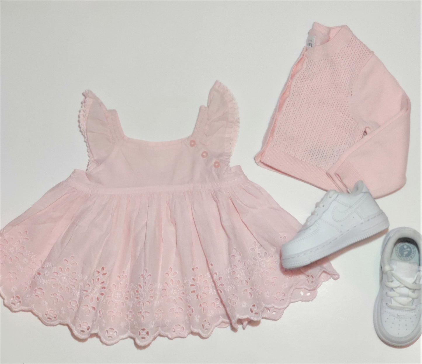 Laced Dress and Cardigan Set